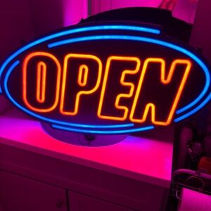 VPC Image Solutions Large Super Bright Oval LED Open Sign, Red and Blue,‎ tested